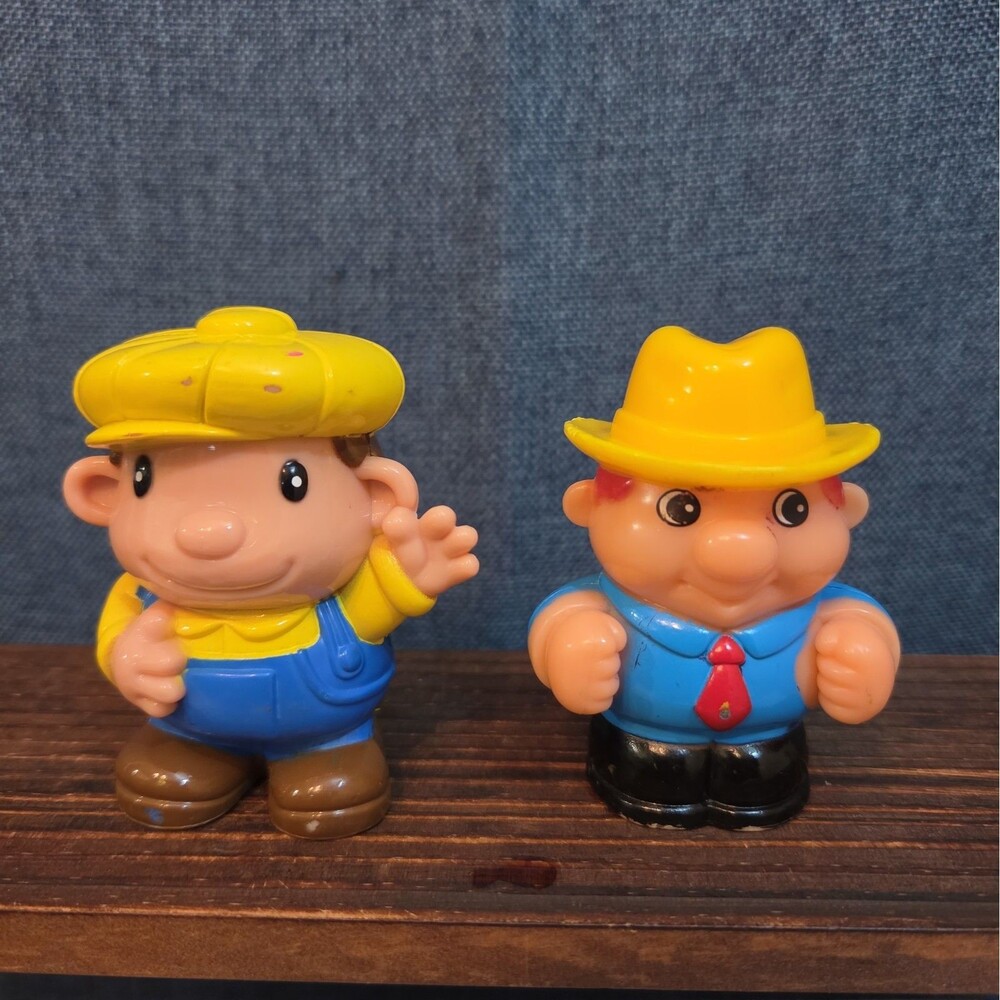 Farmer Figures Set 2 Plastic Peg People Vintage Style